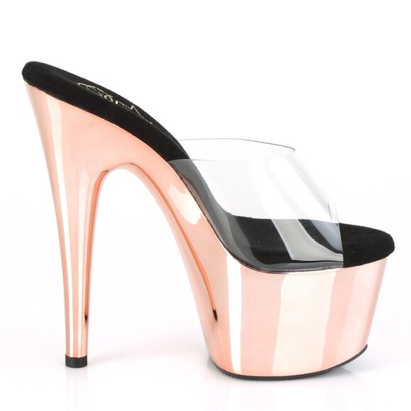 Rose Gold Platform Heels | Clear Strap Exotic Stiletto Sandals - Picture 1 of 5
